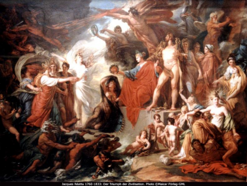 Pintura de Jacques Réattu 1760-1833: Der Triumph der Zivilisation ("Os Deuses do Olimpo")